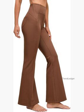 High Waisted Flare Yoga Pants with Pockets Tummy Control Leggings